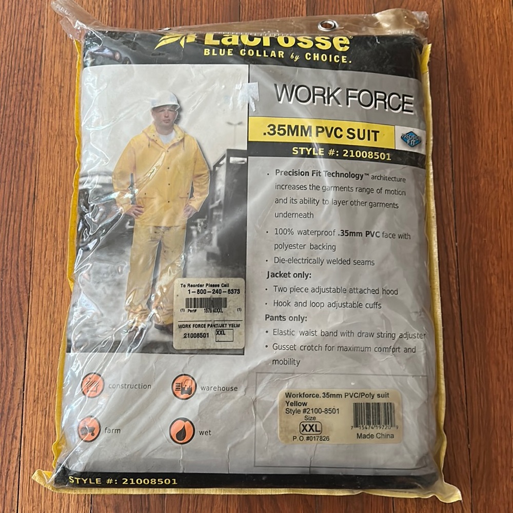 Workforce Lacrosse blue collar by choice pvc/ poly suit yellow xxl